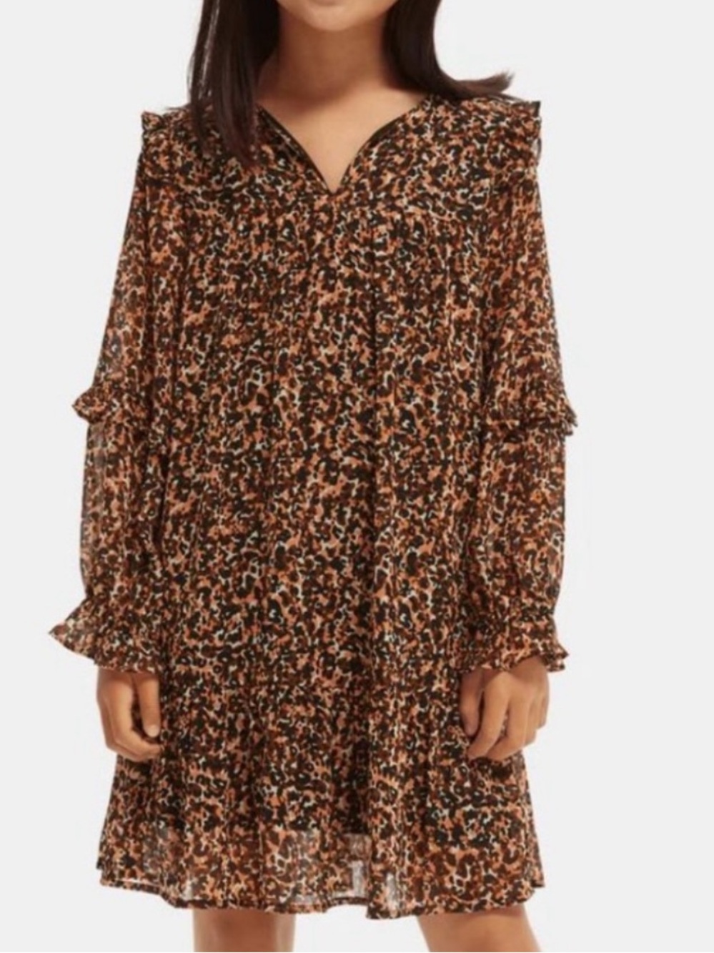 Scotch & Soda Dress Girls Size XL Leopard Print Wide Oversized Fit